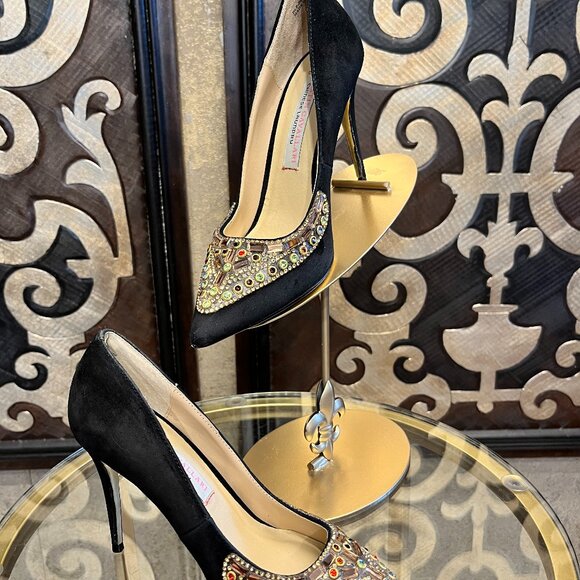 Kristin Cavallari Chinese Laundry black multi jewel suede shoes - Picture 1 of 10